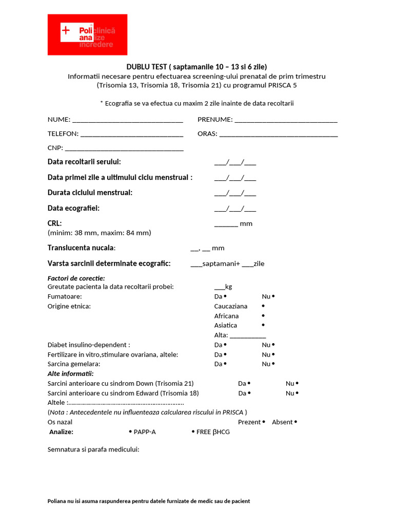 Formular Dublu Test | PDF