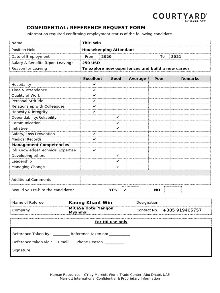 Reference Check Form | PDF