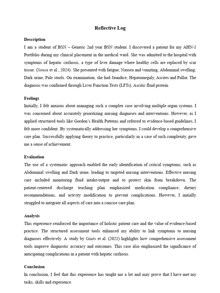 Reflective log on hepatitic cirrhosis.docx | PDF | Clinical Medicine ...