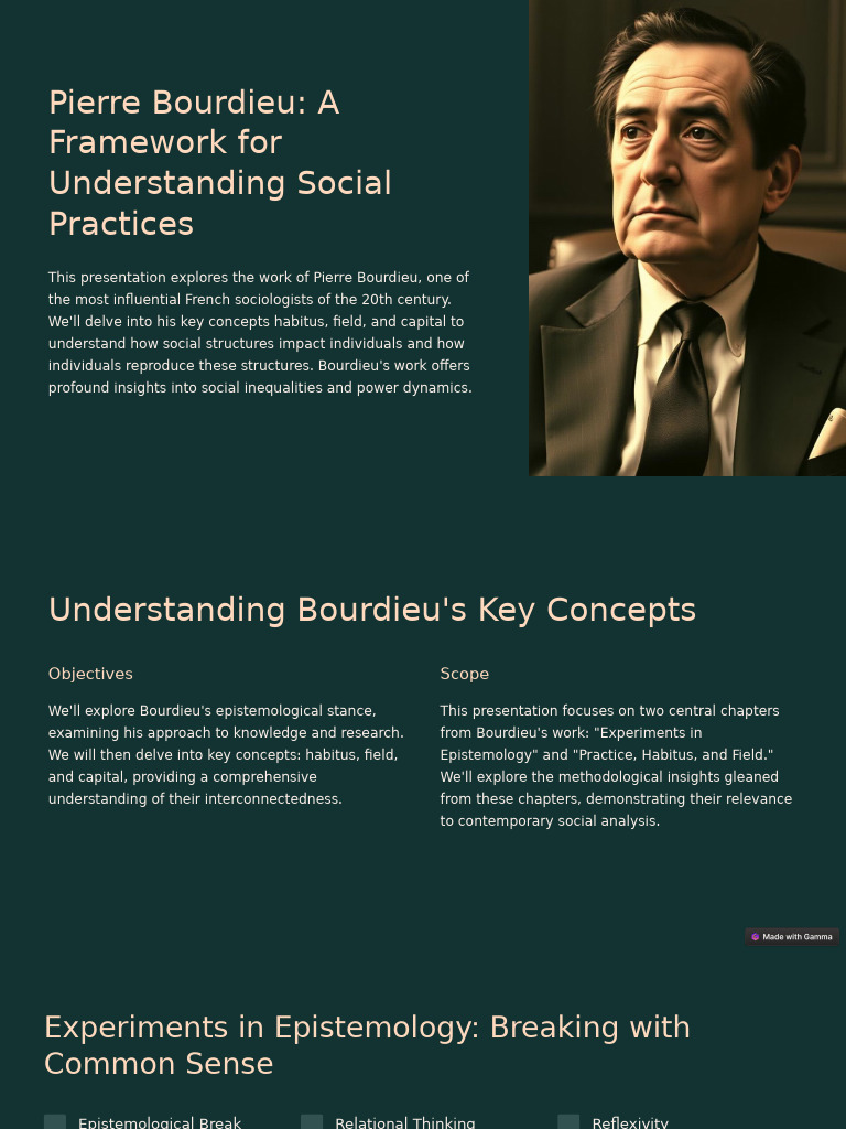 Bourdieu's Framework for Social Analysis | PDF | Sociology | Epistemology