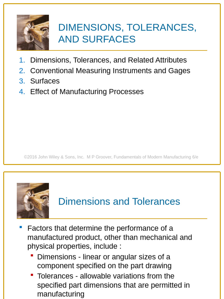 Dimensions and Tolerances in Manufacturing | PDF | Accuracy And ...