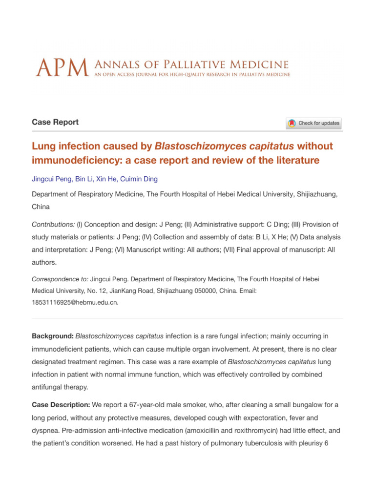 Lung Infection Caused by Without Immunodeficiency: A Case Report and ...