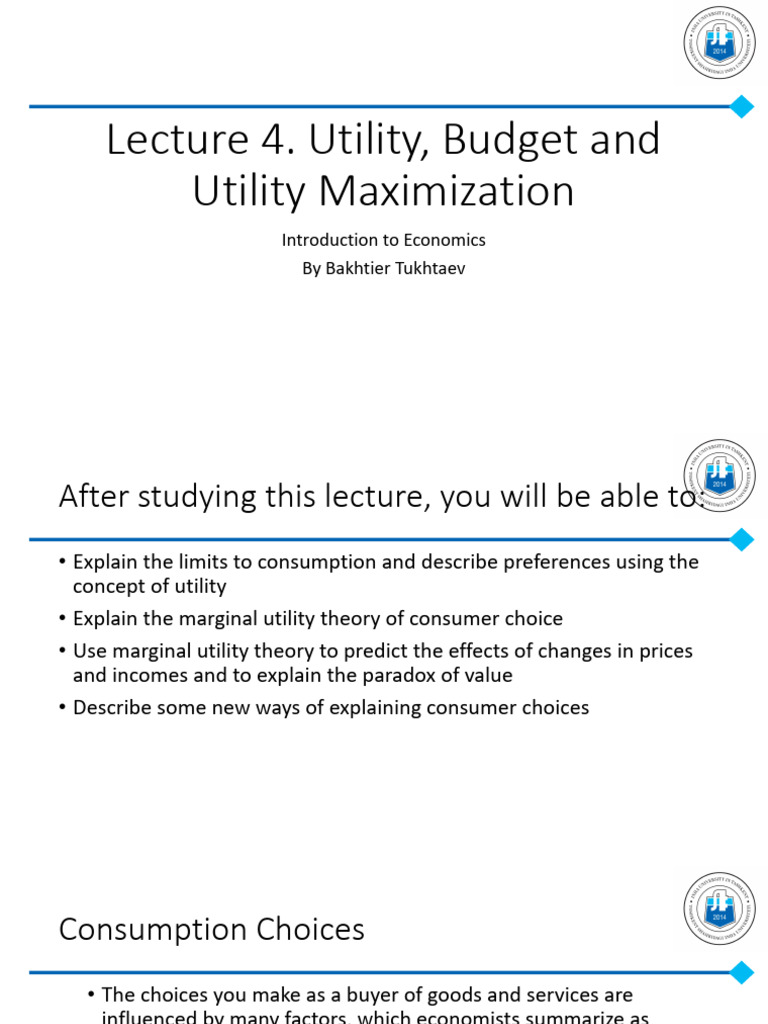 Utility Maximization in Consumer Choices | PDF | Utility | Consumption ...
