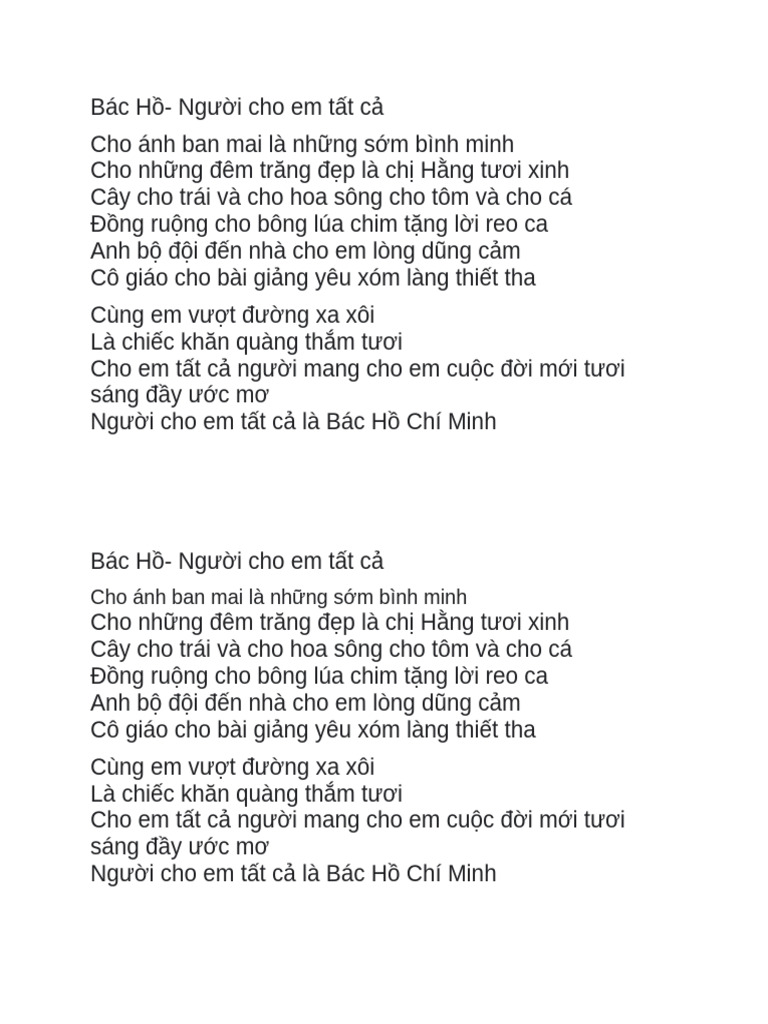 Bác Hồ-Người Cho Em Tất Cả | PDF