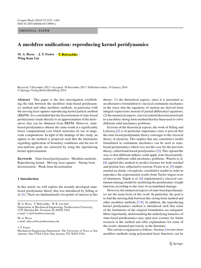 A Meshfree Unification: Reproducing Kernel Peridynamics: Original Paper ...