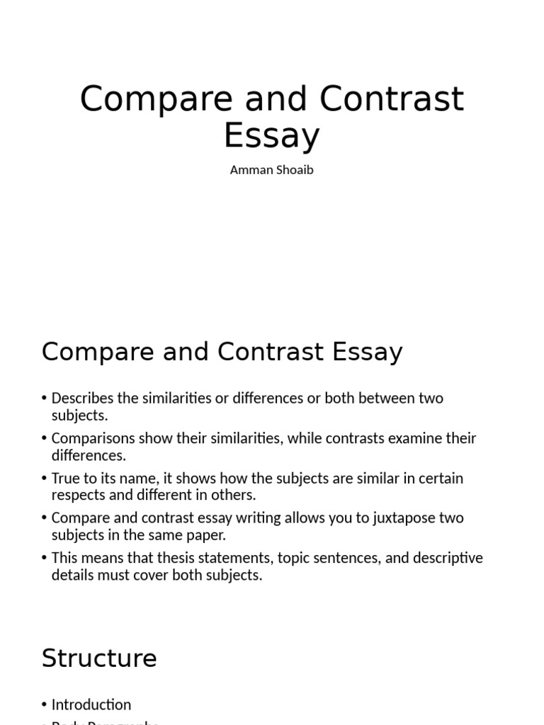 Compare and Contrast Essay | PDF | Syntax | Language Mechanics