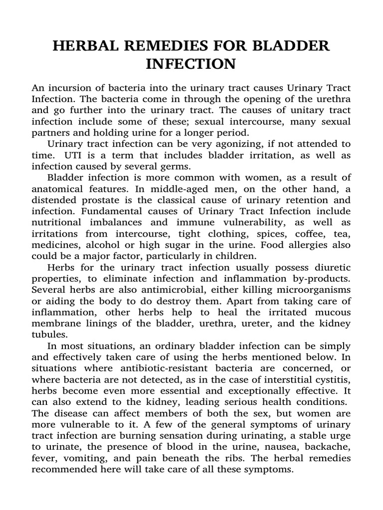Herbal Remedies for Bladder Infections | PDF | Urinary Tract Infection ...
