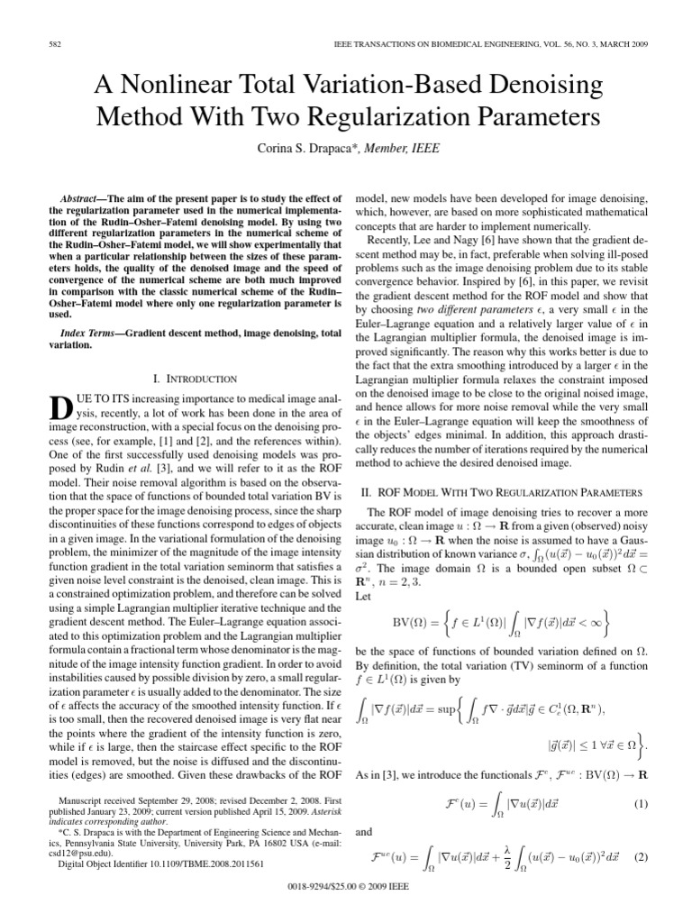 A Nonlinear Total Variation Based Denois | PDF | Lagrangian Mechanics ...