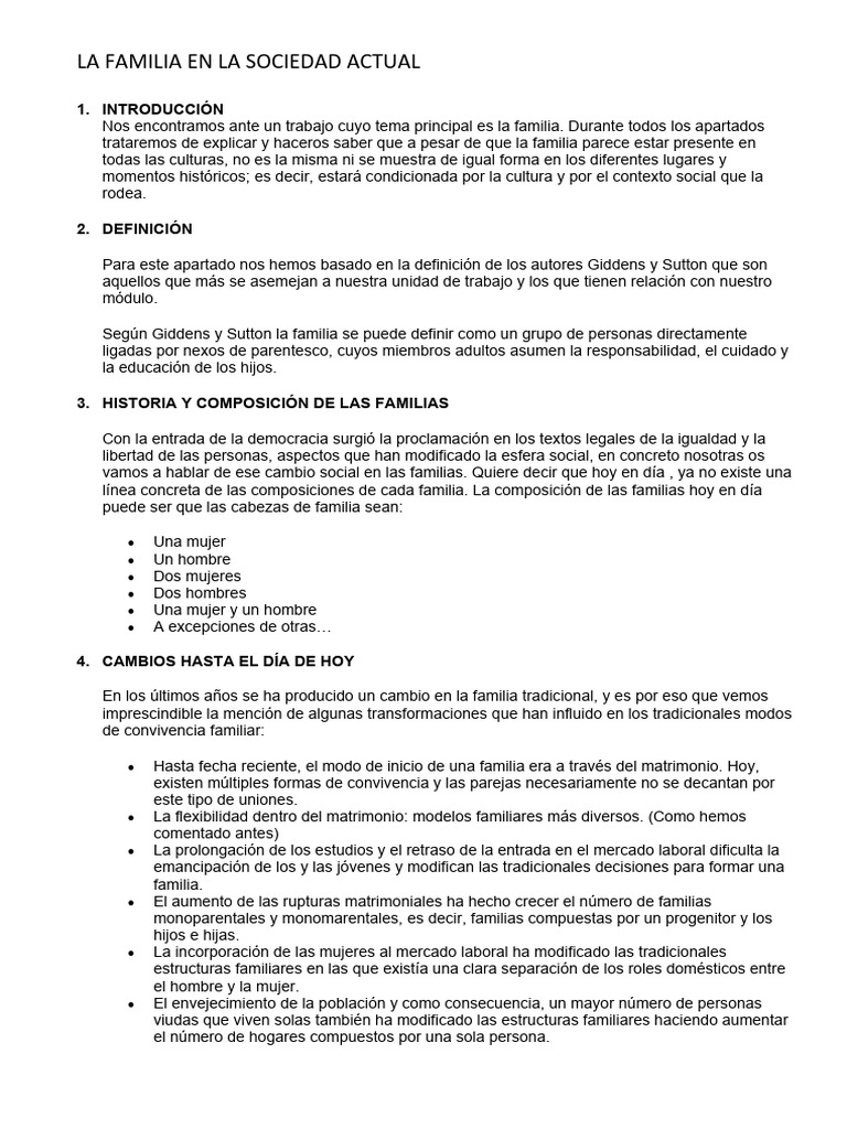 Evolución de la Familia en la Sociedad Actual | PDF | Familia | Matrimonio