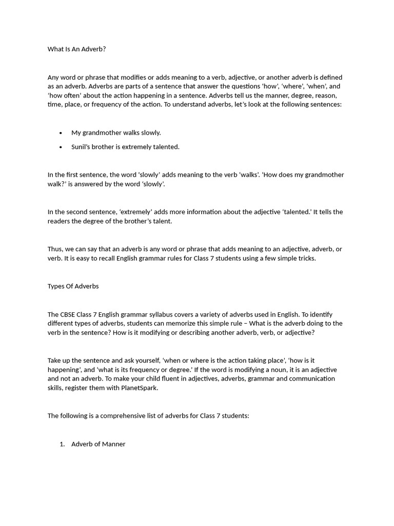 Adverb Pdf Adverb Adjective
