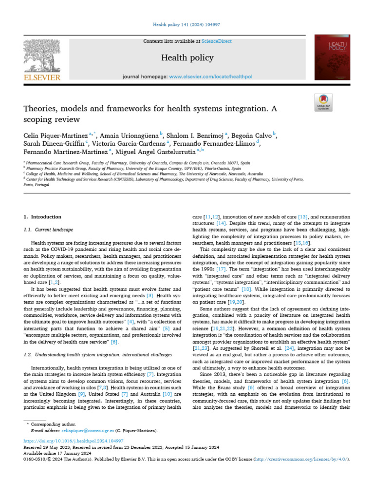 Health System Integration Frameworks | PDF | Governance | System