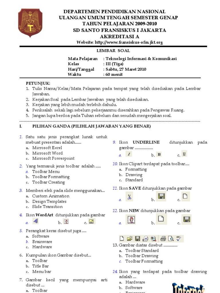 Soal Tik Kelas 12 Semester 2