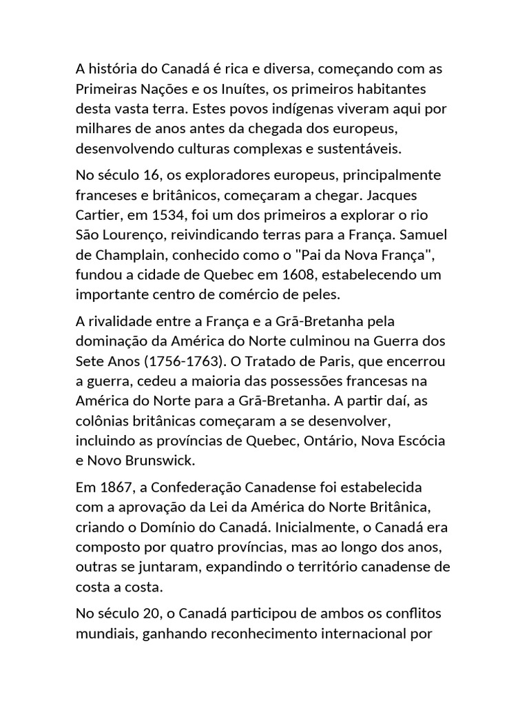 História e Cultura do Canadá: Um Mosaico | PDF | Canadá | América do Norte