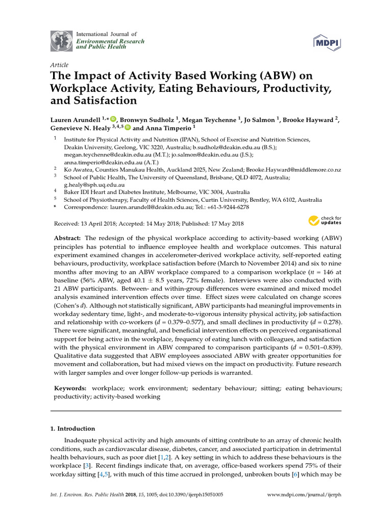 Impact of Activity Based Working on Workplace Outcomes | PDF ...