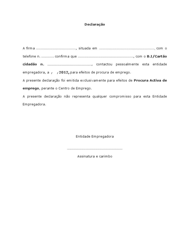 Exemplos E Modelos De Procura Omodelo De Declaracao Procuracao