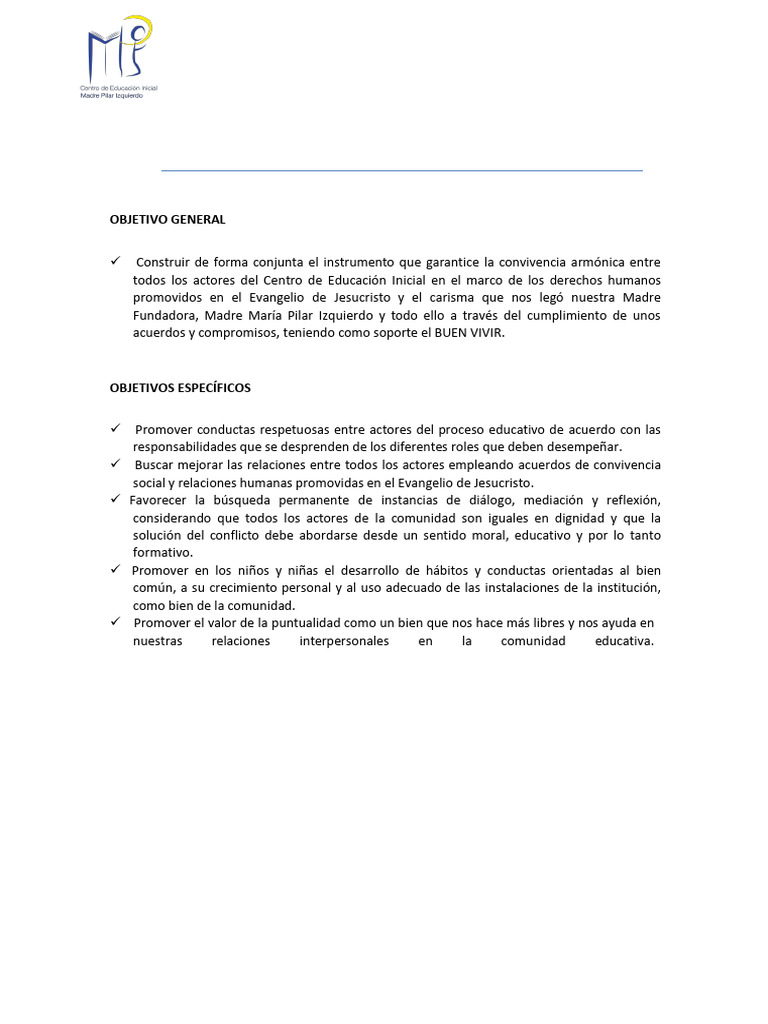 Codigo de Convivencia Padres de Familia | PDF | Educación de la primera ...