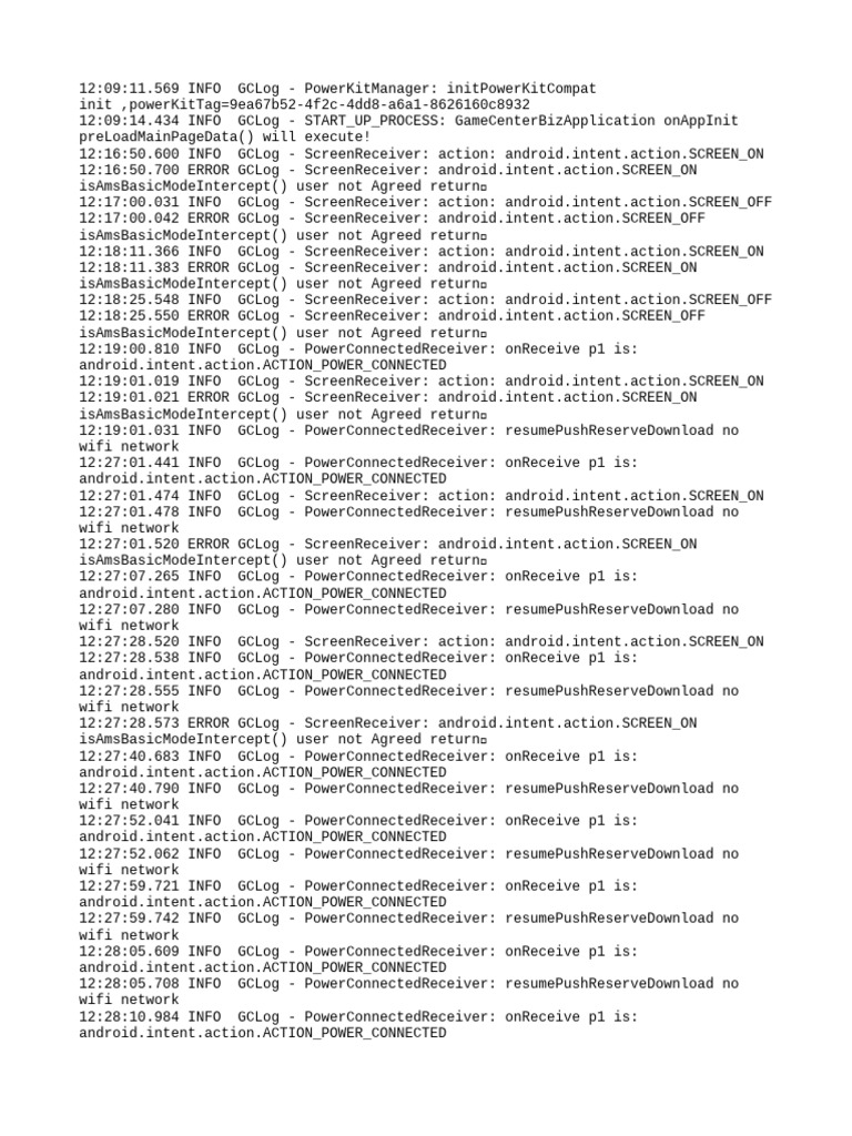 Android Screen and Power Receiver Logs | PDF