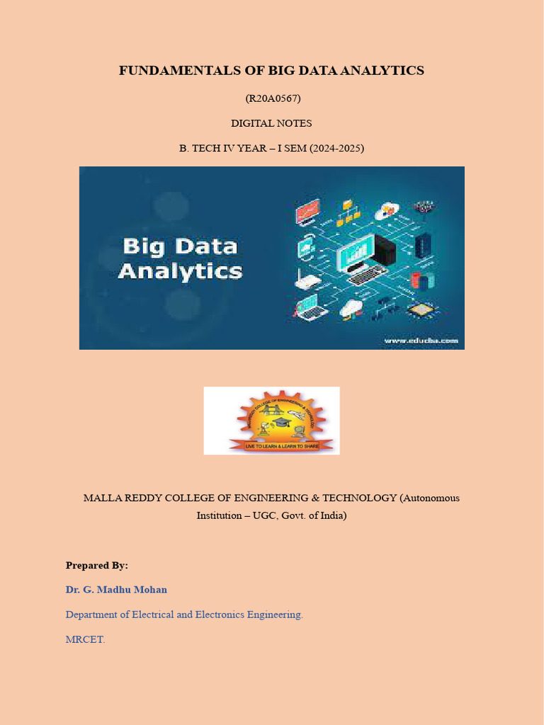 Fundamentals of big data analytics digital notes pdf no sql analytics