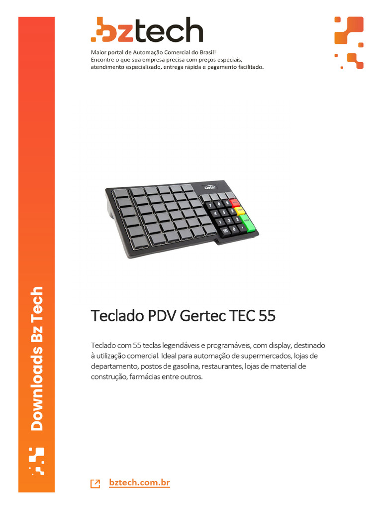 Teclado PDV Gertec TEC 55: Manual e Funções | PDF | C (linguagem de ...