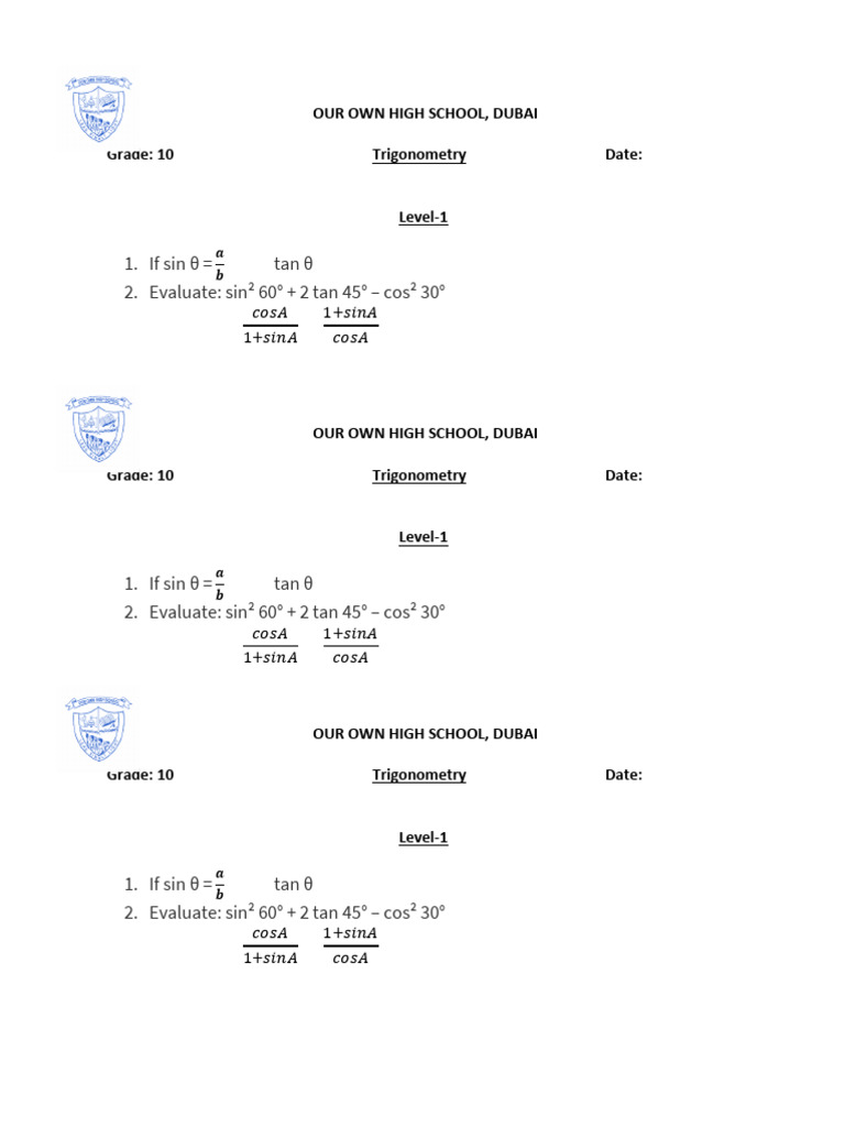Grade 10 Trigonometry Exercises | PDF | Trigonometry | Rotation