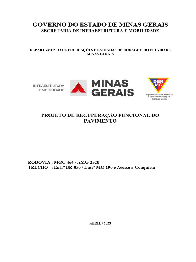 Projeto Rodovia MGC-464 - AMG-2520 | PDF | Materiais de construção | Pisos