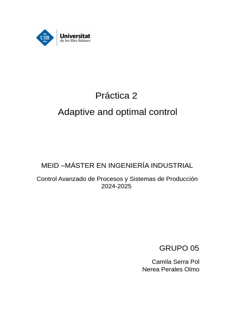 Control Adaptativo y Óptimo en Sistemas | PDF