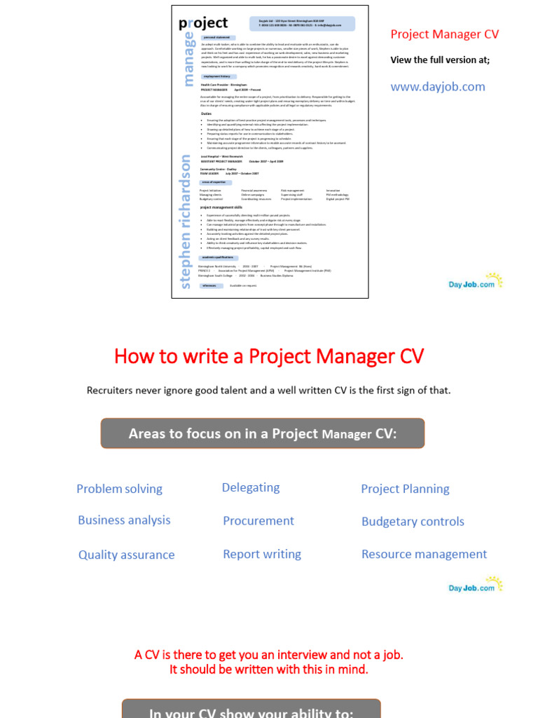 Projectmanagercvexample 190419152412 | PDF | Project Management | Economies