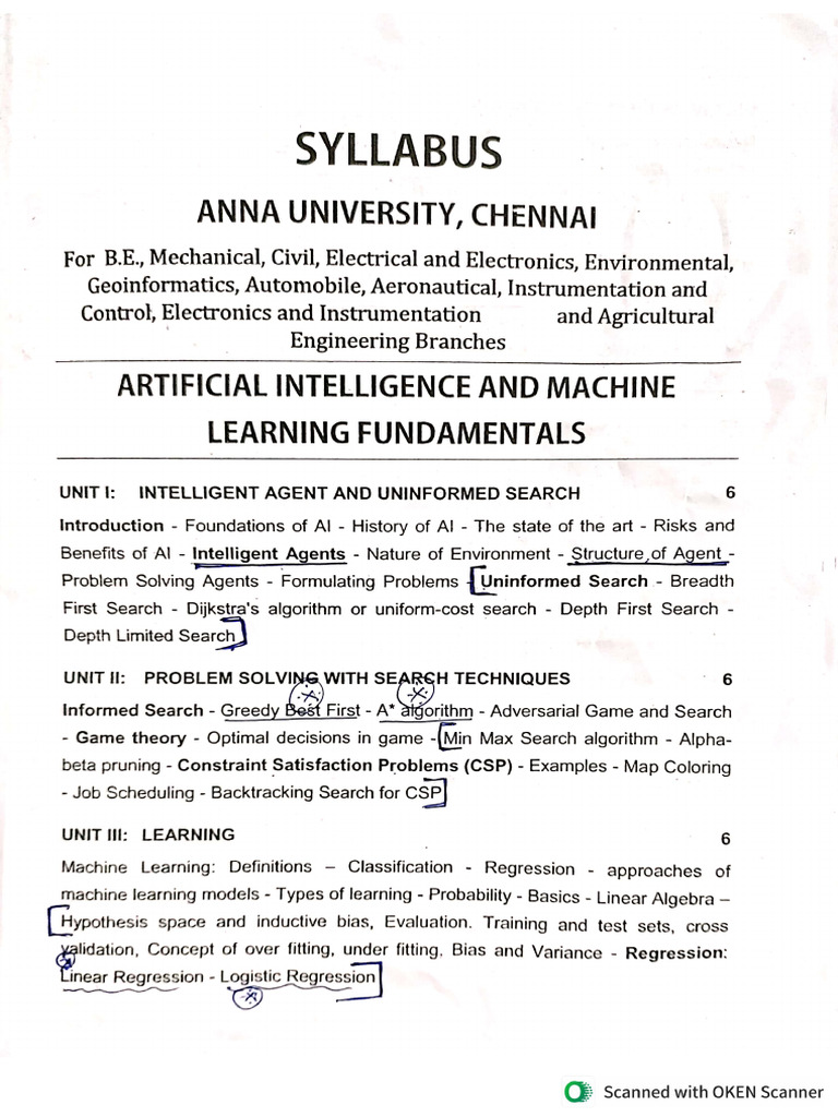 al and ML fundamentals syllabus | PDF