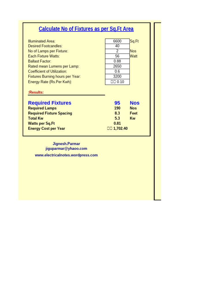Fixture Calculation for Indoor Lighting | PDF | Lighting | Light