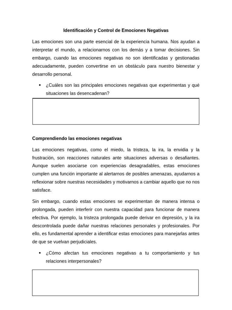 Control y Gestión de Emociones Negativas | PDF | Las emociones | Ira