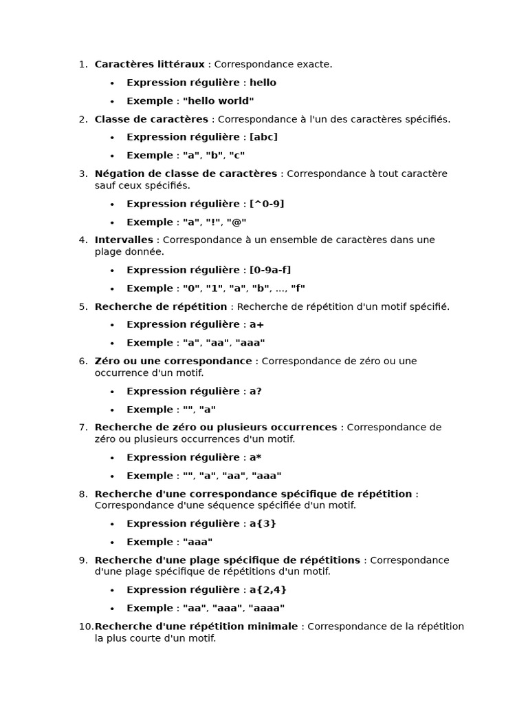 Guide des expressions régulières essentielles | PDF | Expression ...