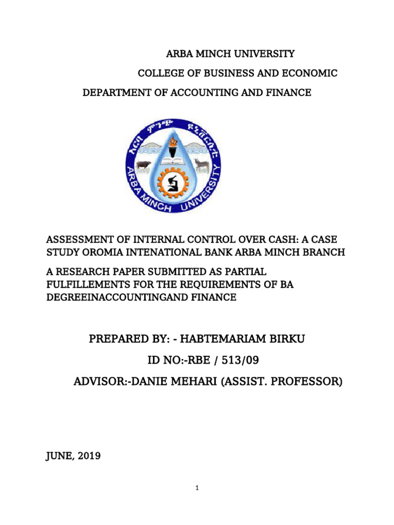 Internal Control Over Cash Study: Oromia Bank | PDF | Internal Control ...