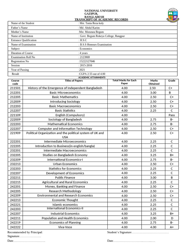 Academic Transcript Apply From | PDF | Economies | Economics
