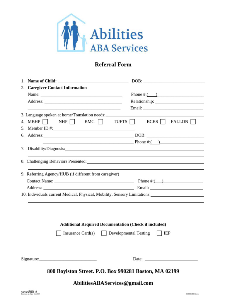 Abilities Referral Form | PDF