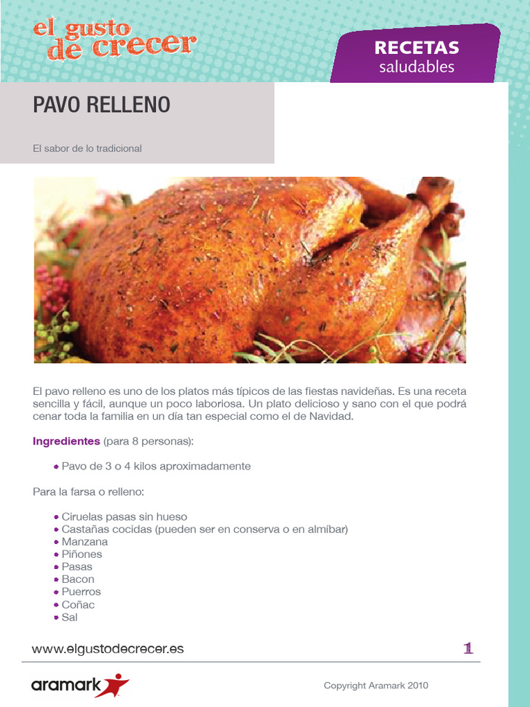 Receta de Pavo Relleno Saludable | PDF