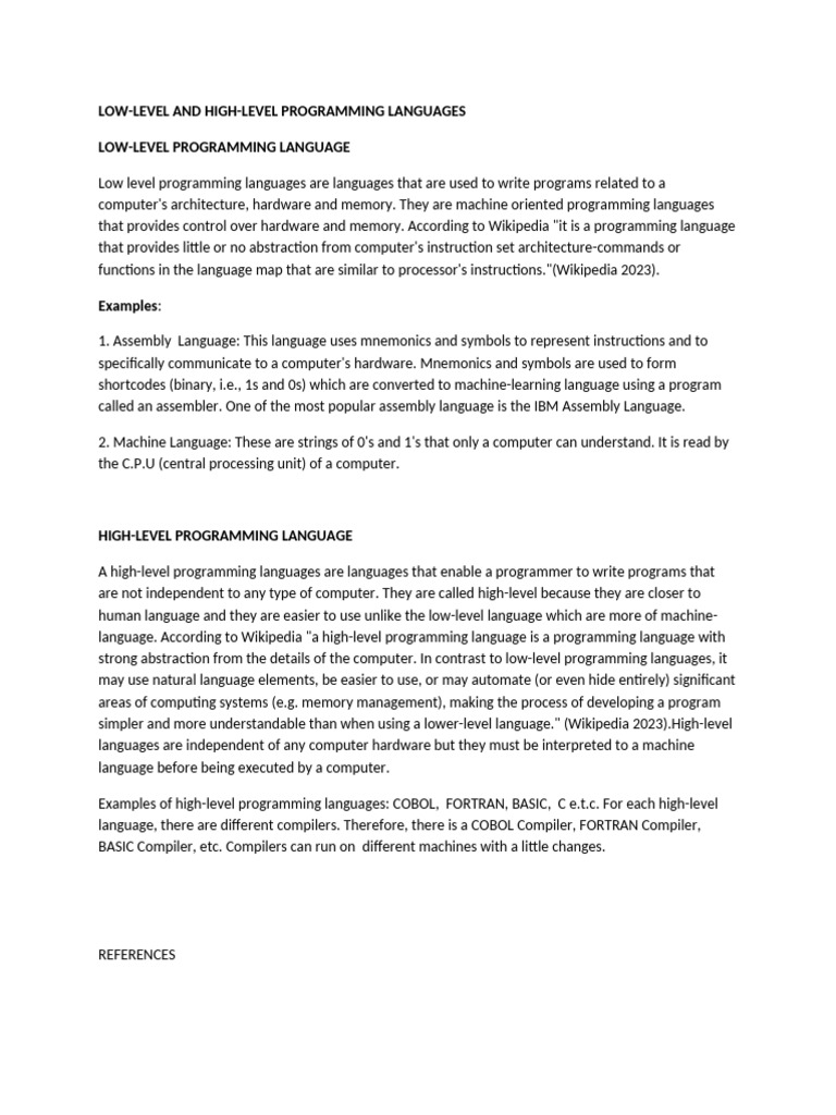LOW-LEVEL AND HIGH-LEVEL PROGRAMMING Office | PDF | Computer ...