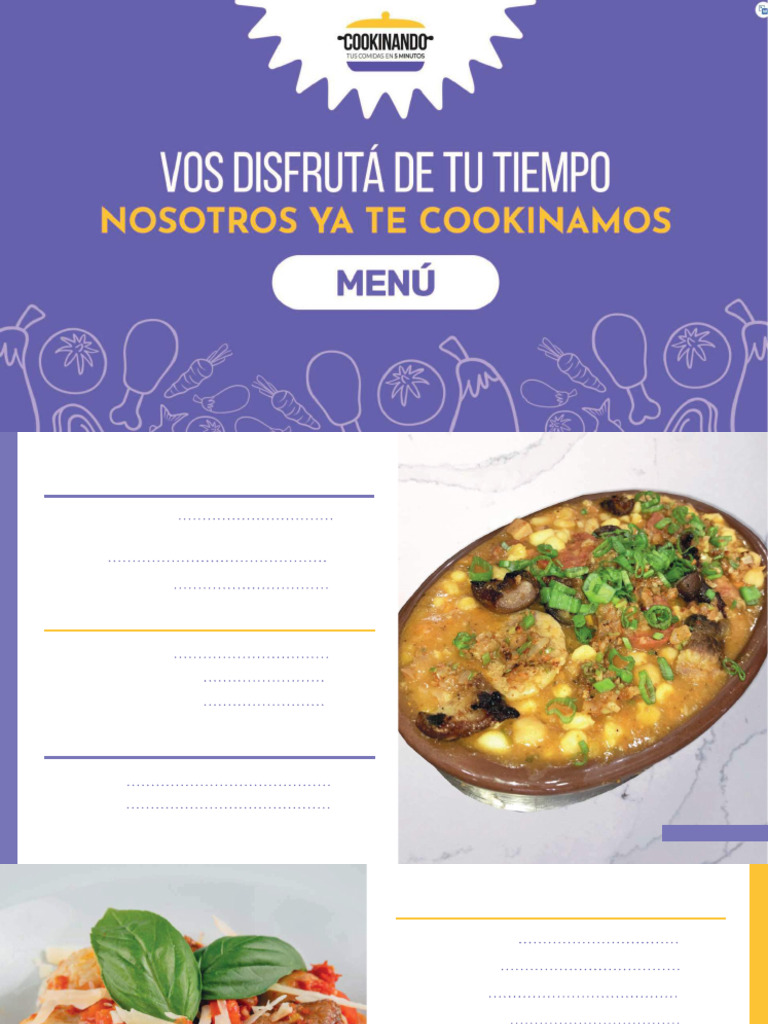 MENÚ COOKINANDO 24-11-2023 - Compressed | PDF | Comida y bebida ...