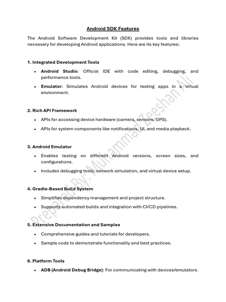 Key Features of Android SDK | PDF