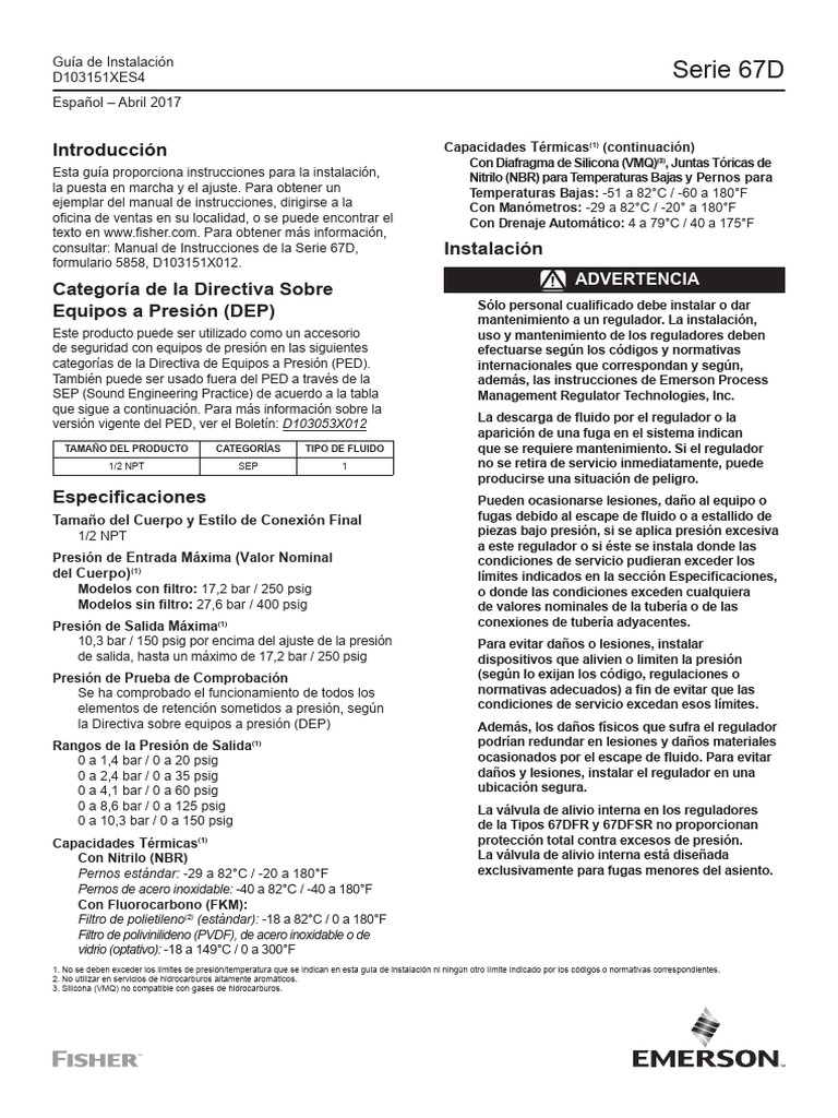 Installation Guide 67d Serie Guía de Instalación BR 67d Series Fisher ...