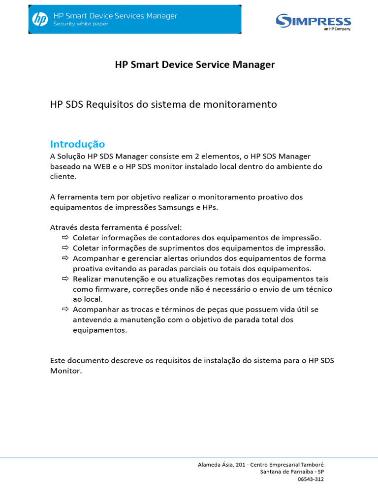 Requisitos do HP Smart Device Services | PDF | Porta (rede de ...