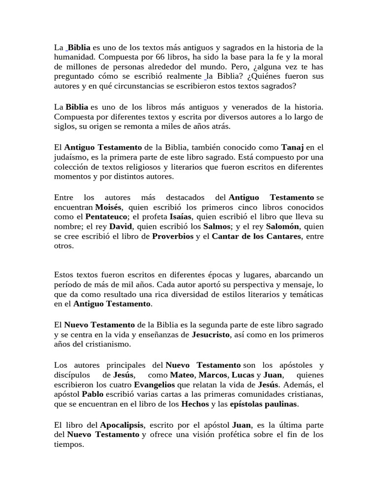 Orígenes y autores de la Biblia | PDF | Biblia | Viejo Testamento