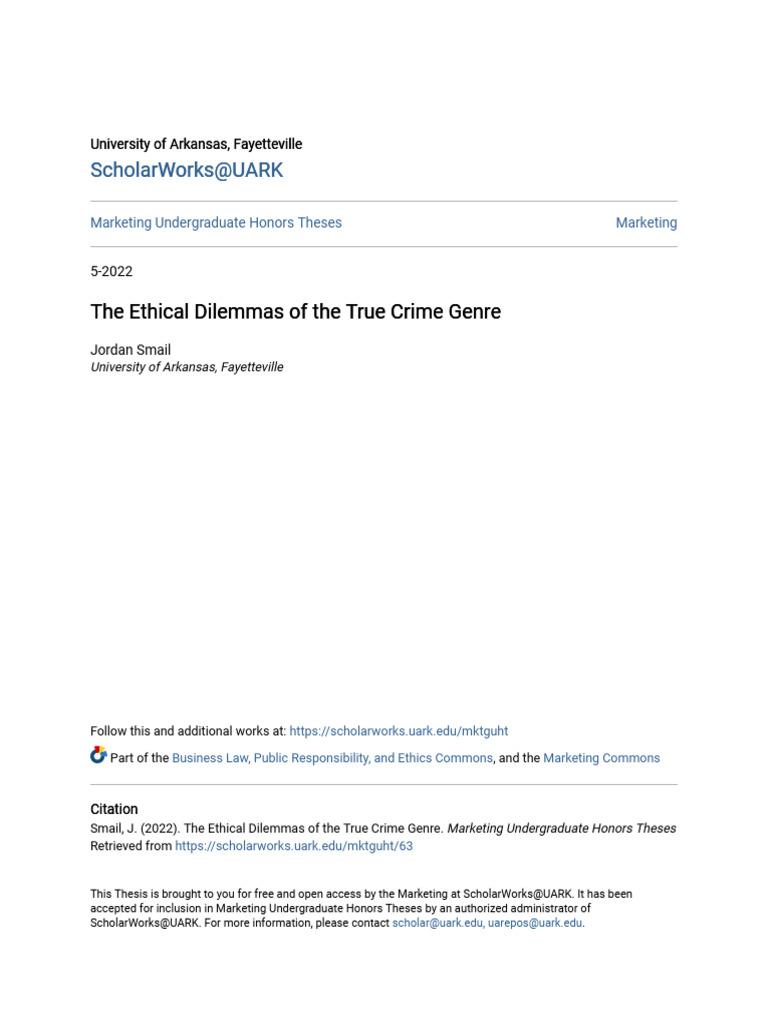 The Ethical Dilemmas of The True Crime Genre PDF Making A Murderer