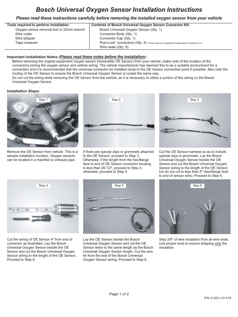 Bosch Universal O2 Sensor Installation Guide | PDF | Home & Garden ...