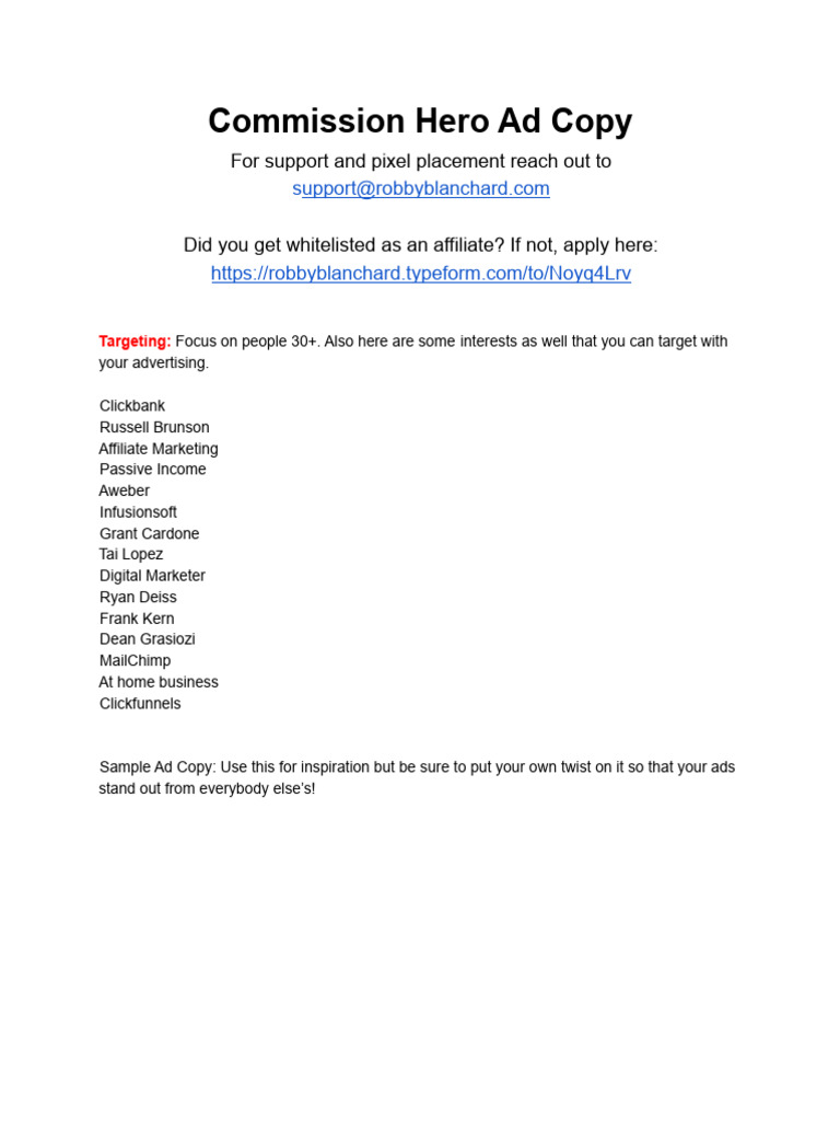 Commission Hero Affiliate Ad | PDF