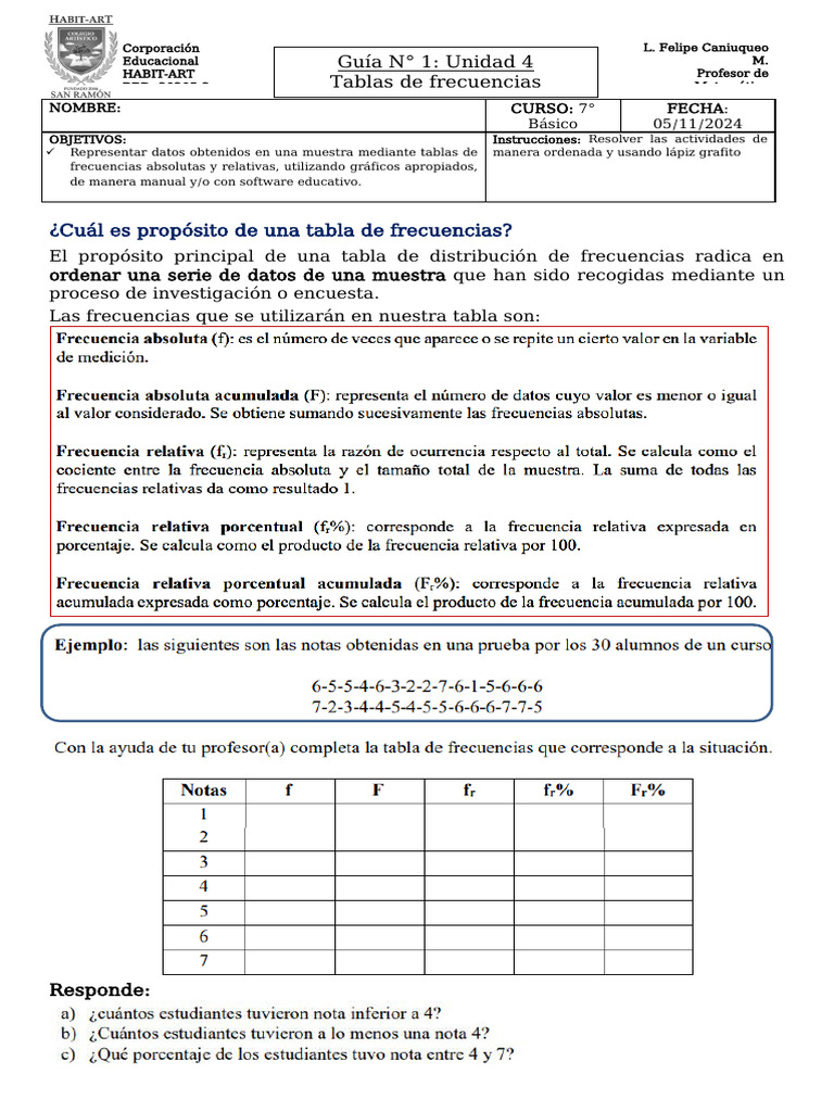 Tablas de Frecuencias en Matemáticas | PDF