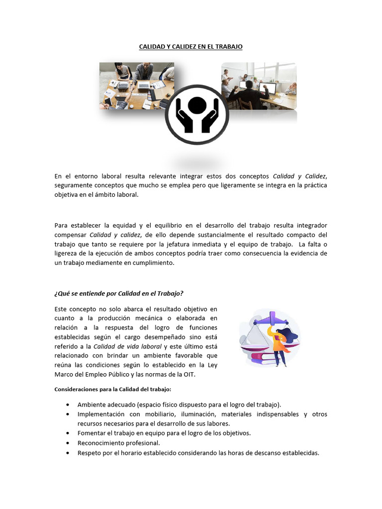 Calidad y Calidez en el Trabajo | PDF