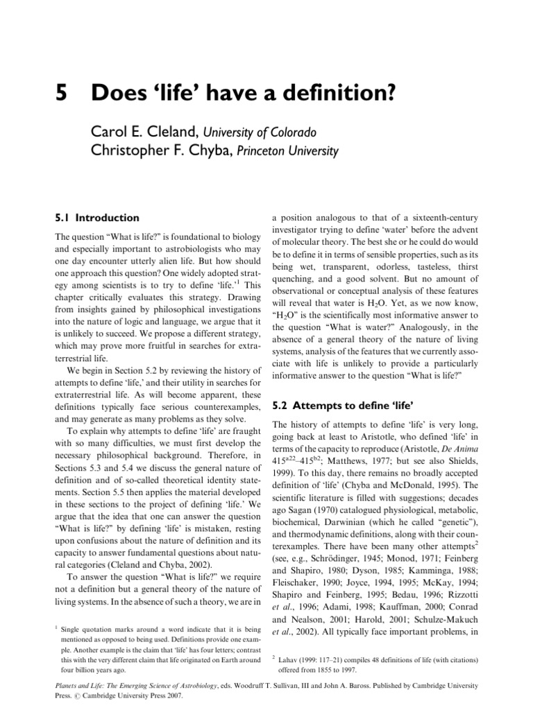 Defining Life: Challenges and Theories | PDF | Definition | Theory