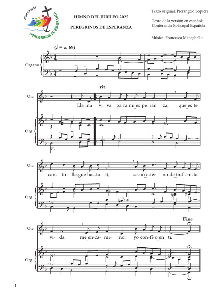Himno del Jubileo 2025: Partitura | PDF | Langues du Royaume-Uni ...