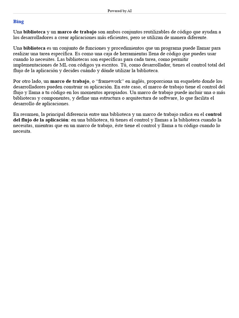 Diferencias entre biblioteca y framework | PDF