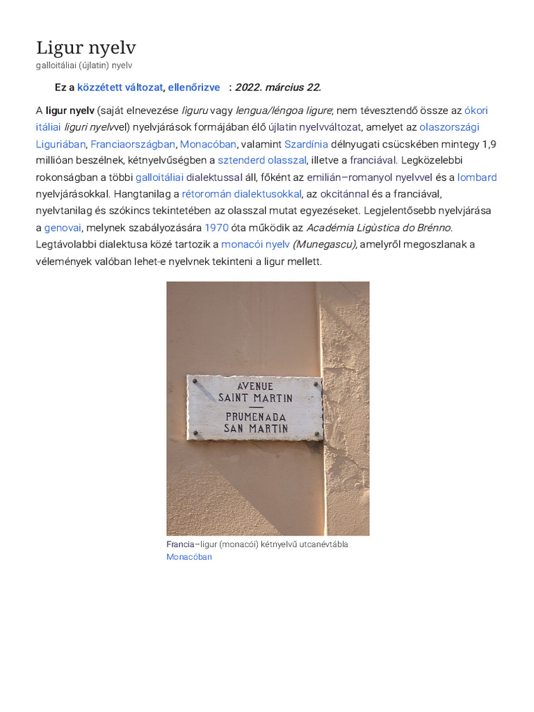Ligur Nyelv | PDF